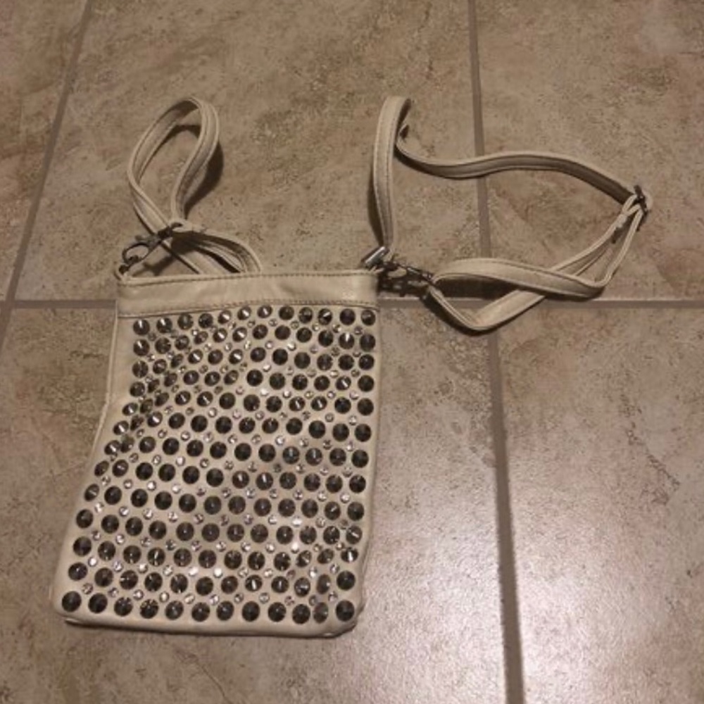 White studded purse